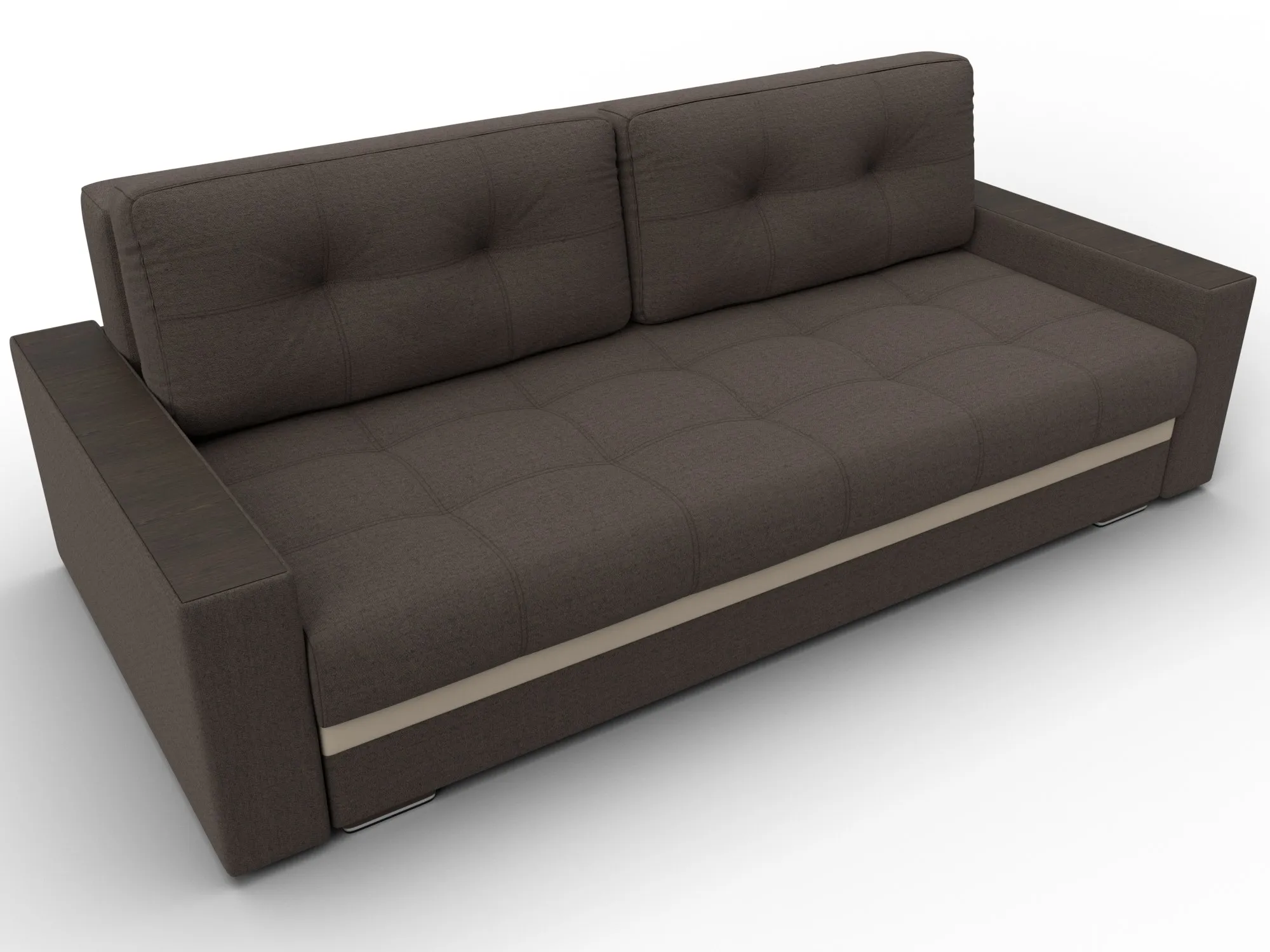 Диван прямой с декором Лига-096 НПБ ( Амур 05 коричневый;бежевый )