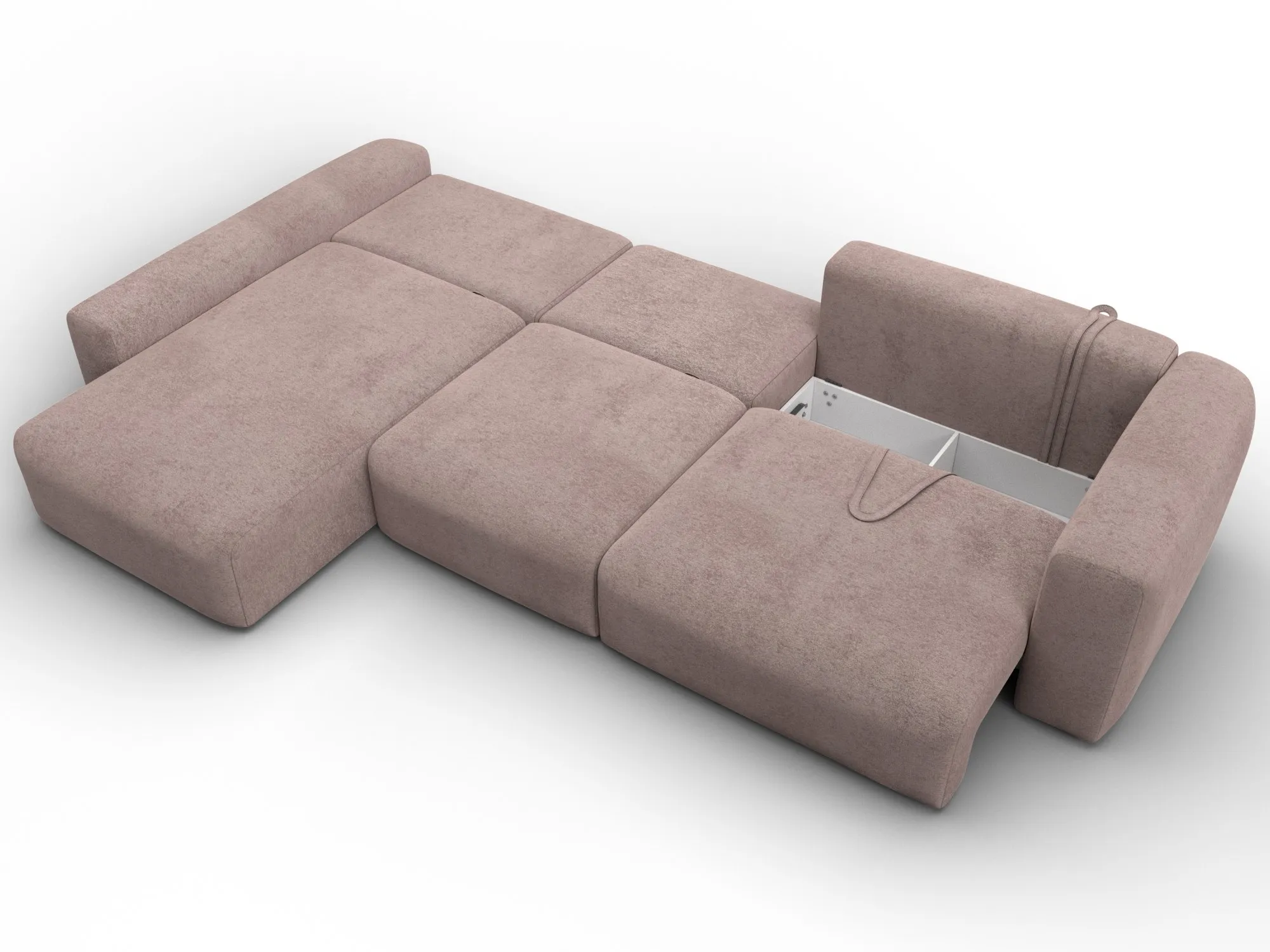 Диван угловой Лига-066 НПБ Лонг угол левый ( TOWER 05 бежевый )