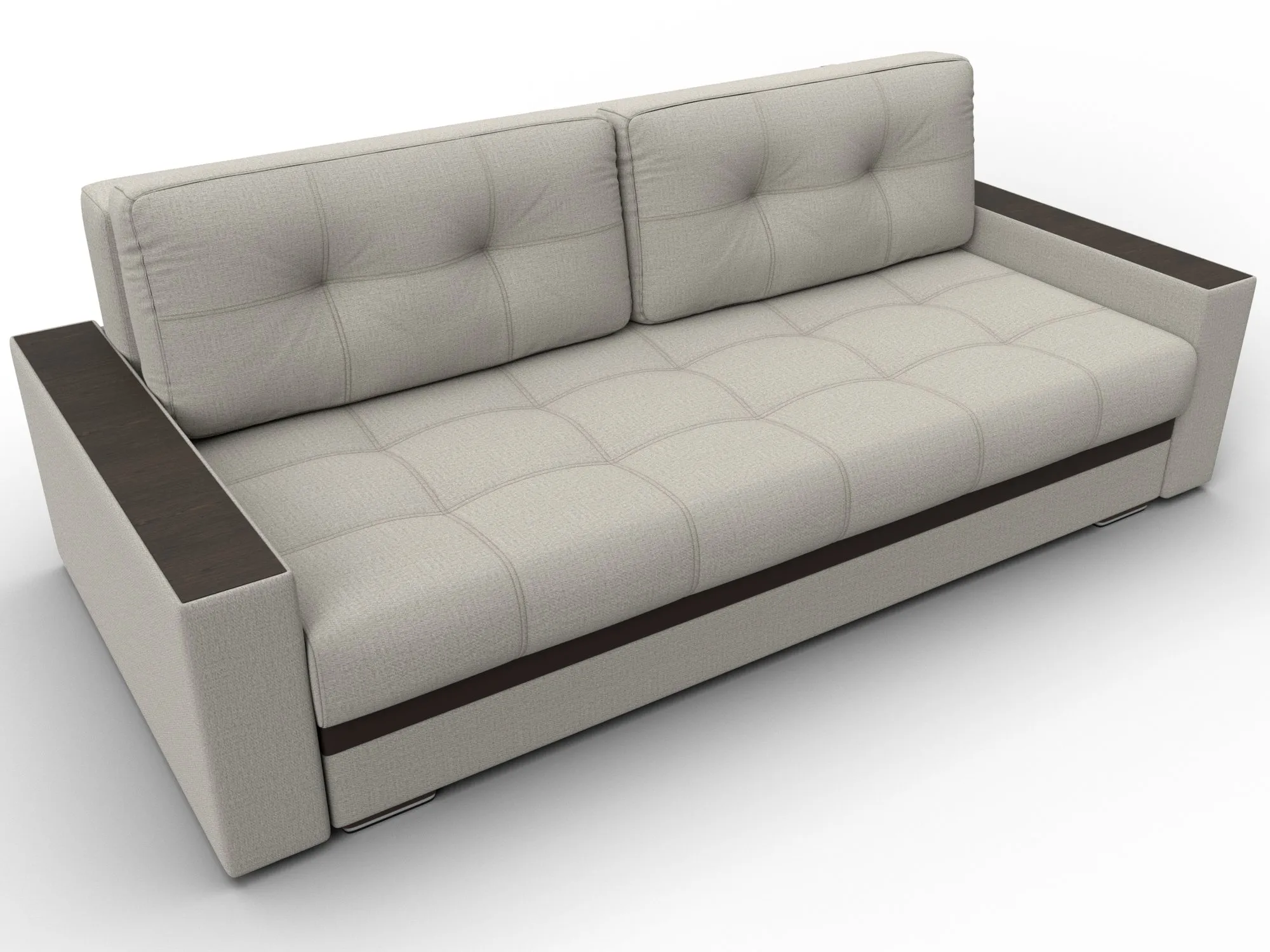 Диван прямой с декором Лига-096 НПБ ( Амур 02 Бежевый;Коричневый )