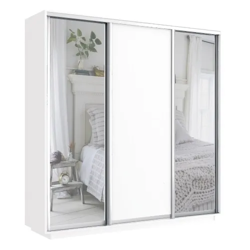 Шкаф-купе Экспресс трио 2 зеркала 1800 (белый)