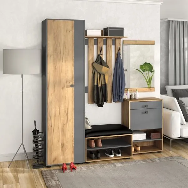 Прихожая Мини-Лайт Вариант 6 Дуб крафт золотой/графит