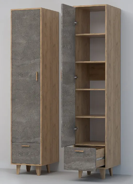 Пенал П-1 Эго на ножках Дуб Крафт Золотой/Камень Темный