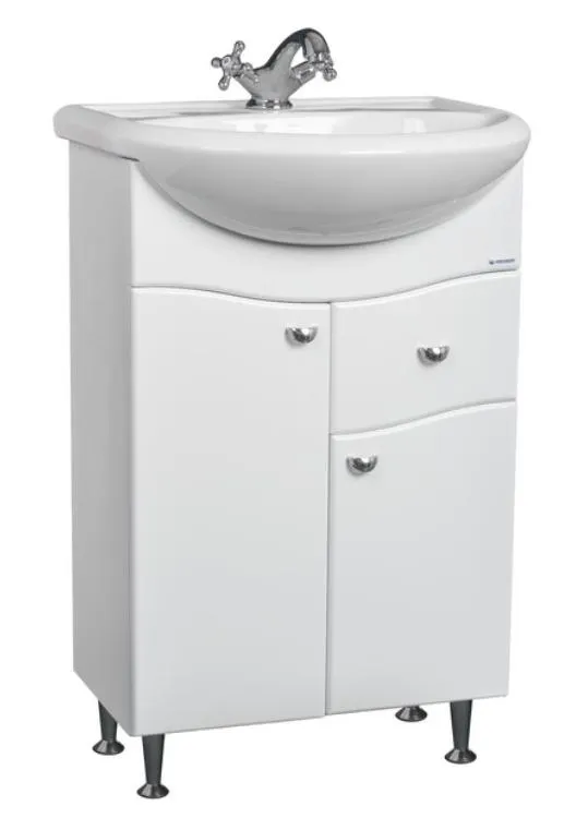 Тумба под умывальник "Уют 60 Волна" с верхним ящиком В1 Айсберг