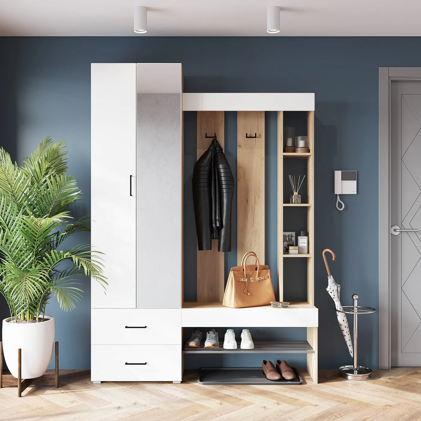 Прихожая Домино (крафт золотой/белый)