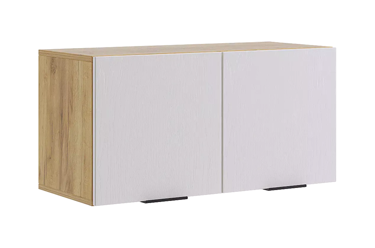 Антресоль Бери  двухдверная дуб крафт золотой/белое дерево