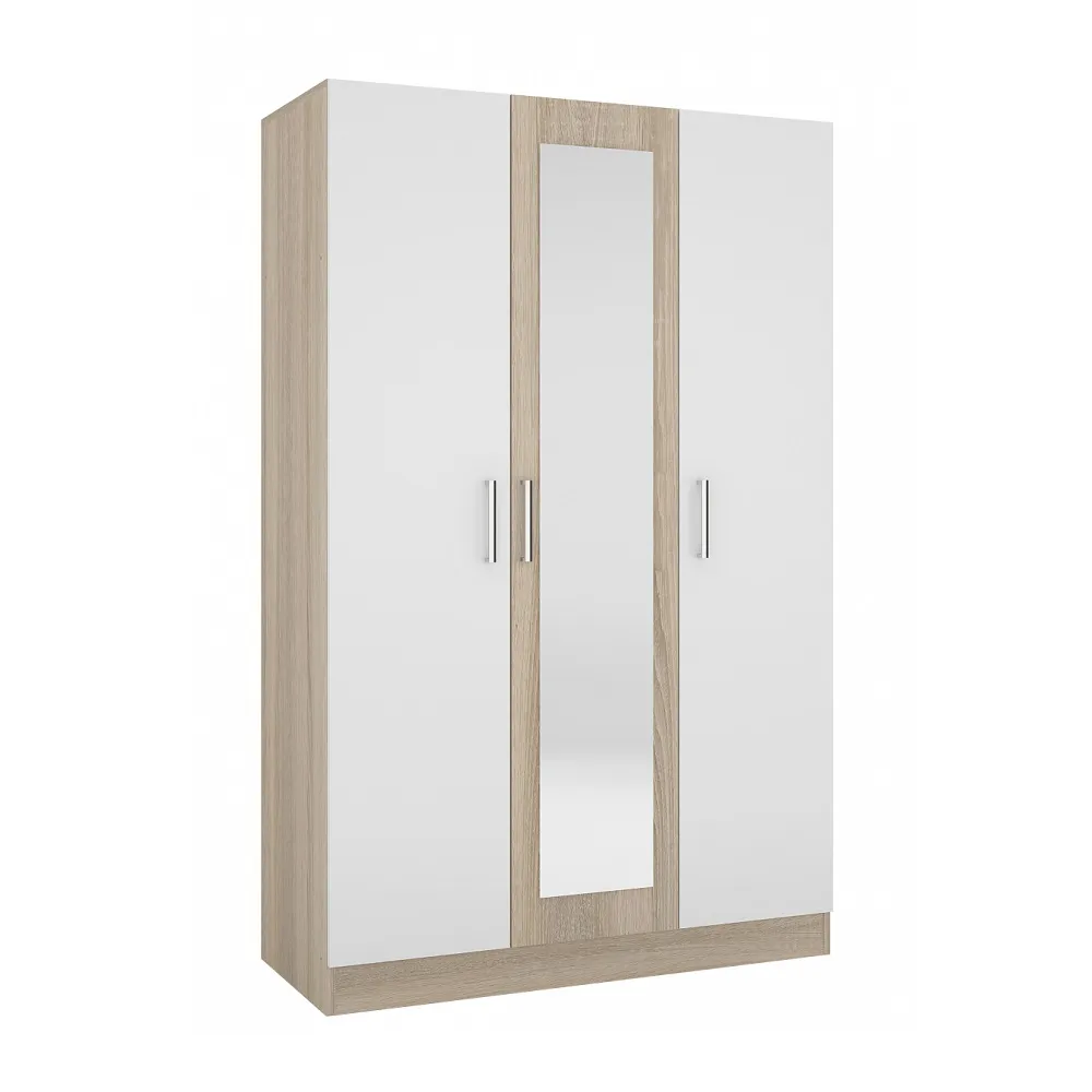 Шкаф Леси 3-х створчатый с зеркалом (дуб сонома/белый)