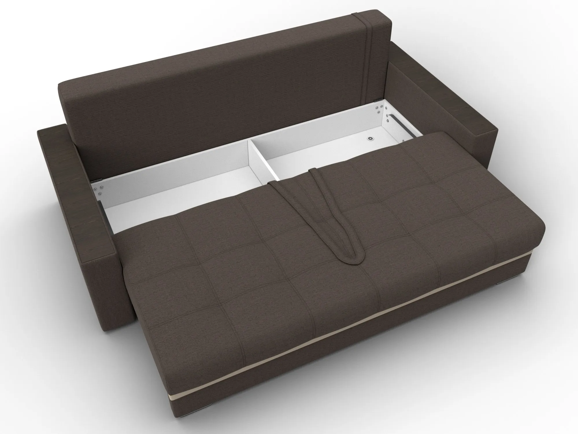 Диван прямой с декором Лига-096 НПБ ( Амур 05 коричневый;бежевый )