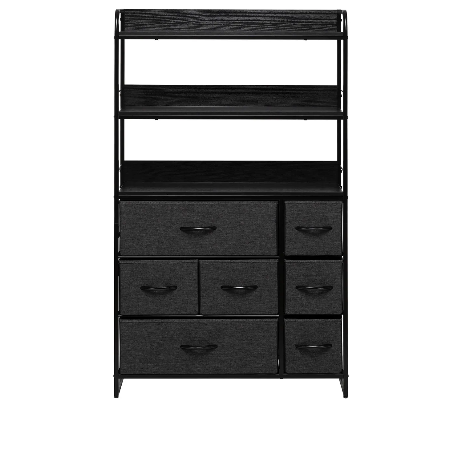 Комод Leset Ноа с полками 7 ящиков (Чёрный/Тёмно-серый/Чёрный матовый)