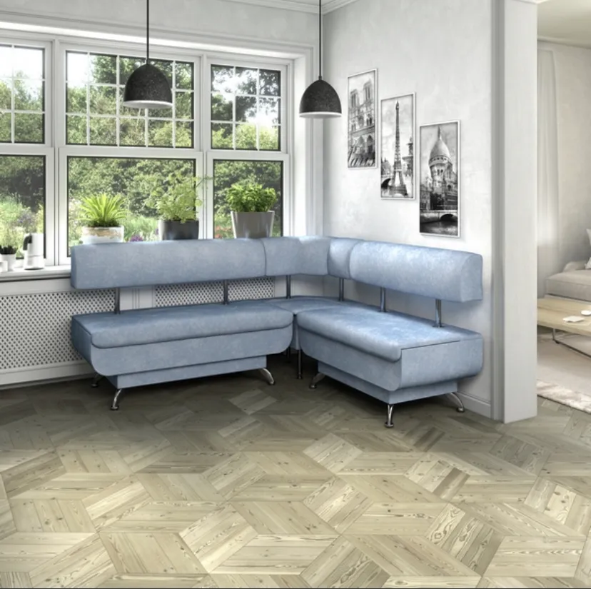 Кухонный диван Валенсия Стандартный комплект 1700х1200 Велюр Лагуна