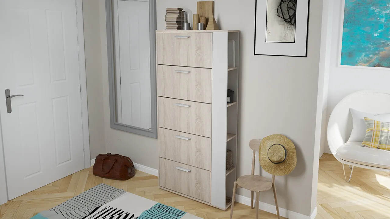 Тумба для обуви Эрика Тип 2 (Дуб сонома/белый ясень)