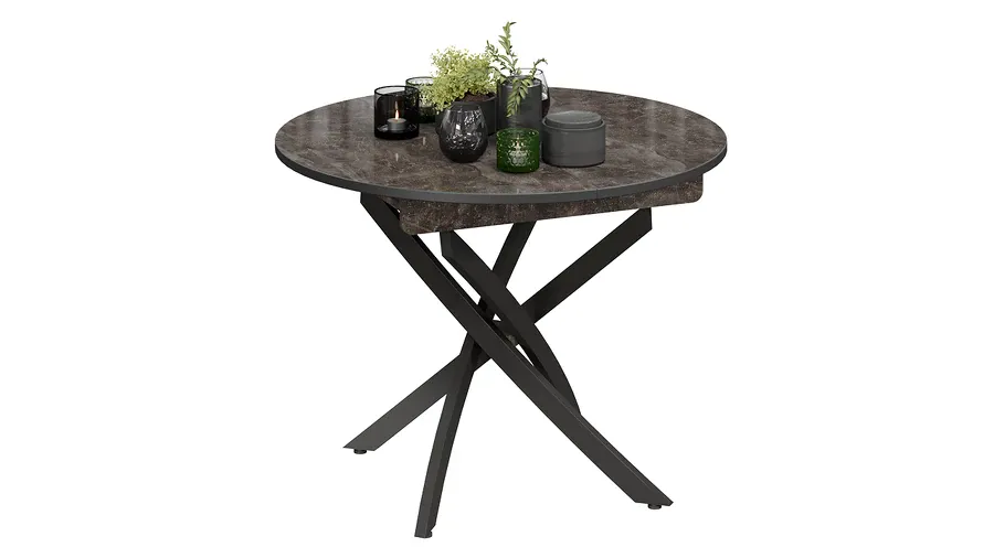 Стол обеденный Diamond Тип 3 - КМ+02.68.000.168 Черный муар, Ателье темный глянец