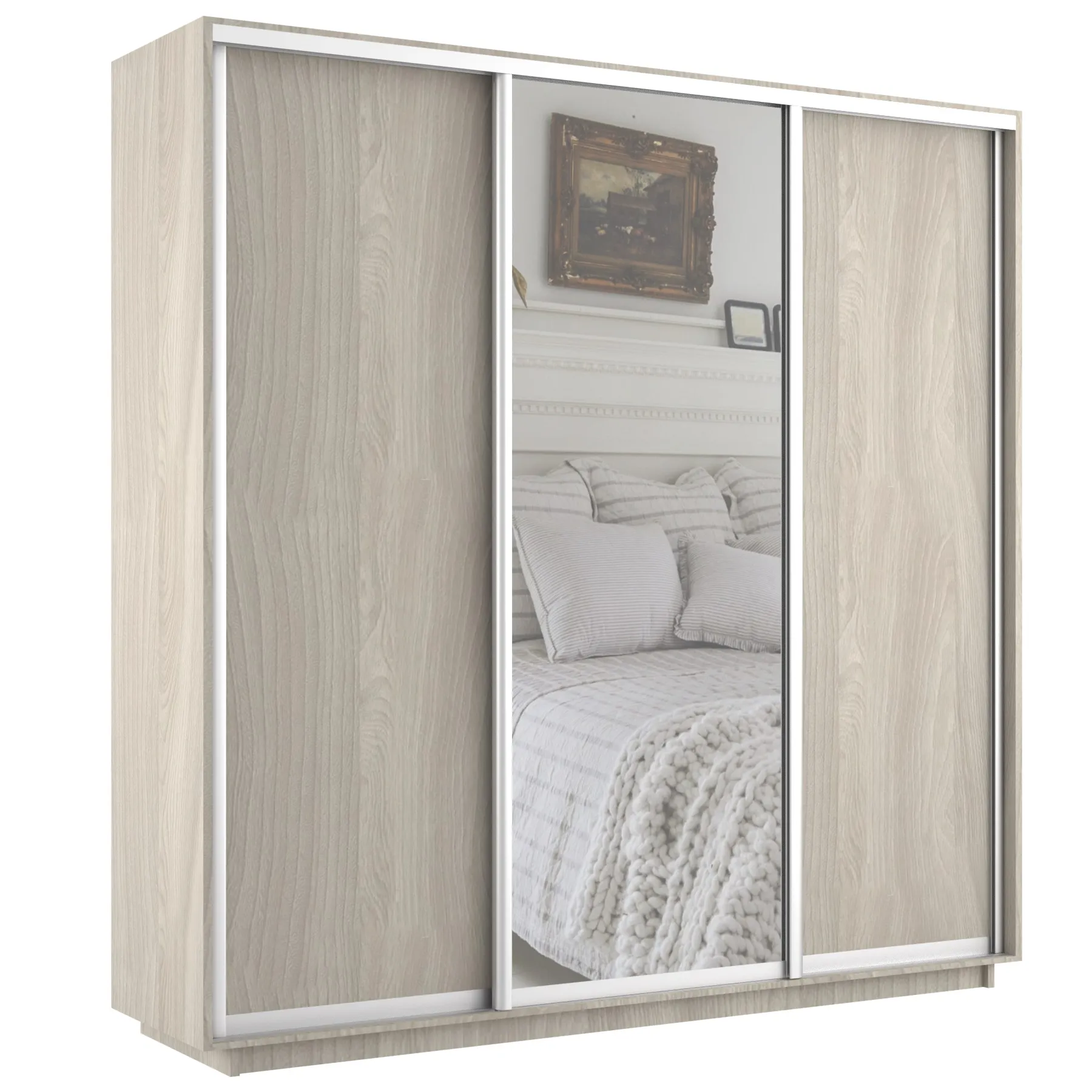 Шкаф-купе Экспресс трио 1 зеркало 2400 (ясень шимо)