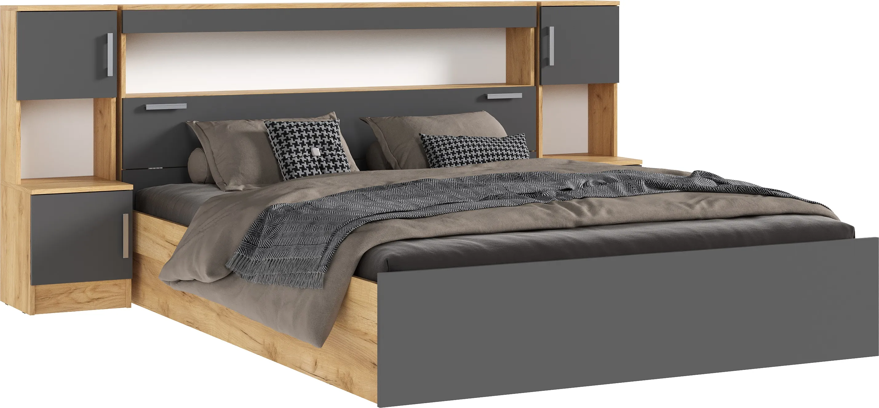 Кровать Бася с надстройкой 1,6 (крафт золотой/графит)