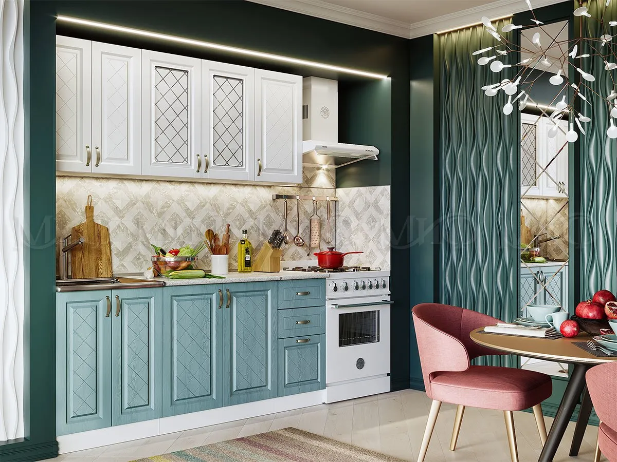 Кухня Ирина 1,8 белый/голубой