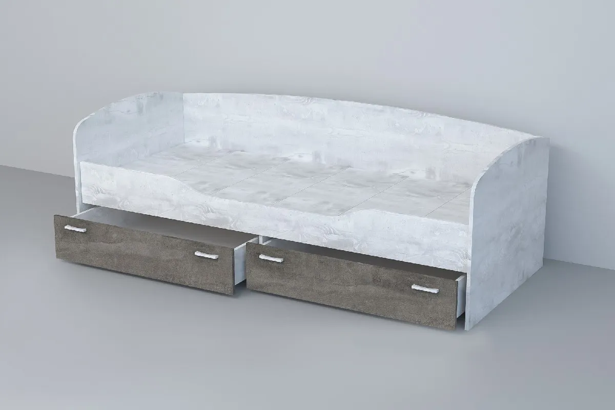 Кровать 016 Эго Бетон Светлый/Камень Темный