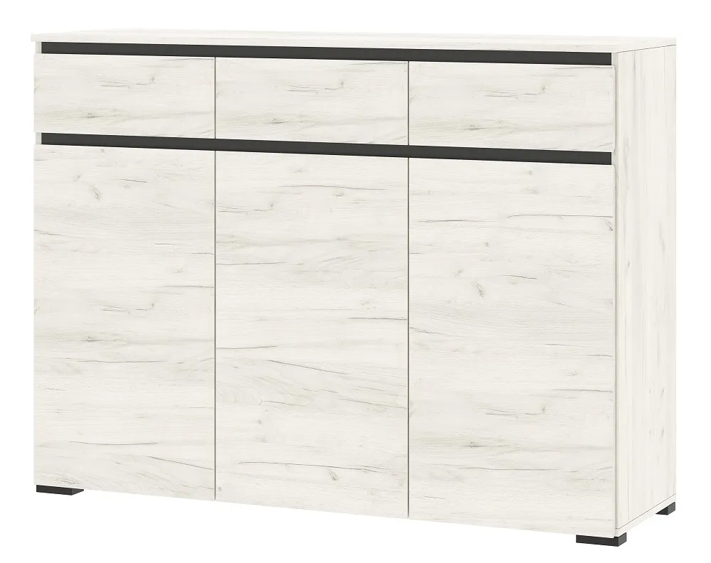 Комод  ГРЕТТА  3С3Я  Дуб Крафт белый - Антрацит