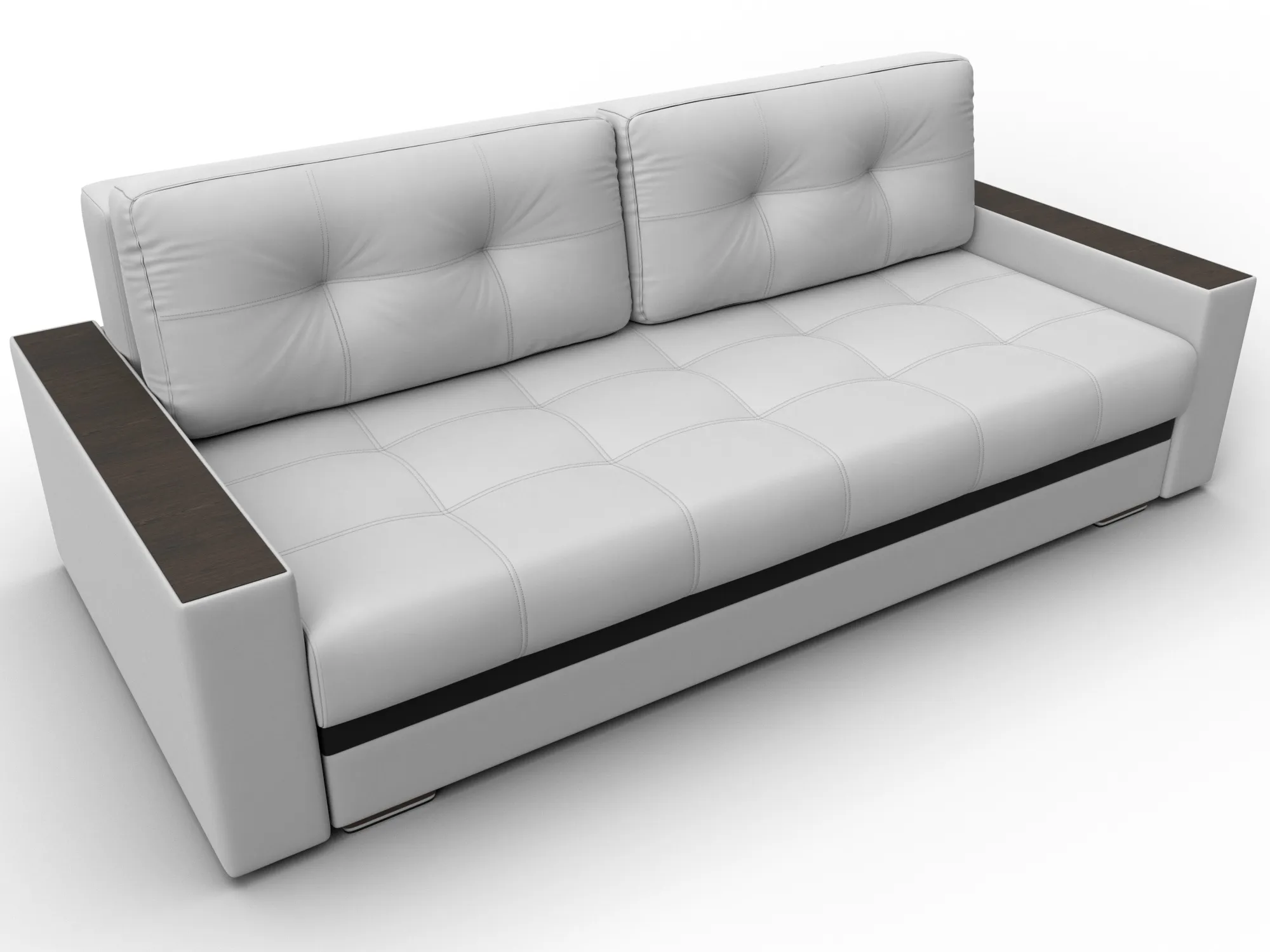 Диван прямой с декором Лига-096 НПБ ( Белый;Черный )