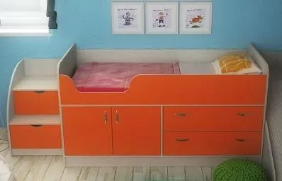 Детская кровать Фанки Кидз 9 с тумбой-лестницей 13/19СВ
