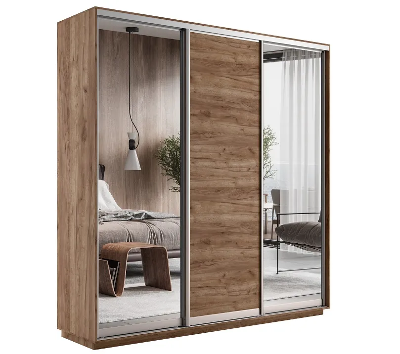 Шкаф-купе Экспресс трио 2 зеркала 1800 (крафт табачный)