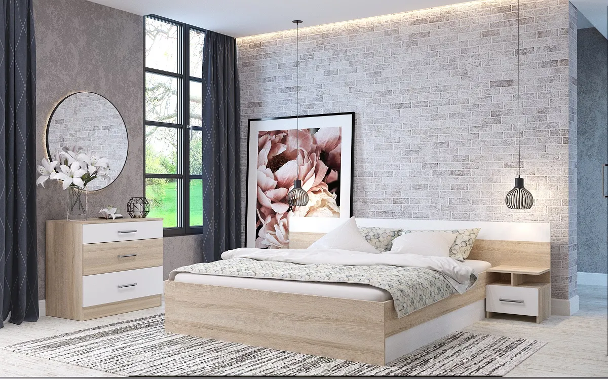 Спальный гарнитур Леси (сонома/белый)