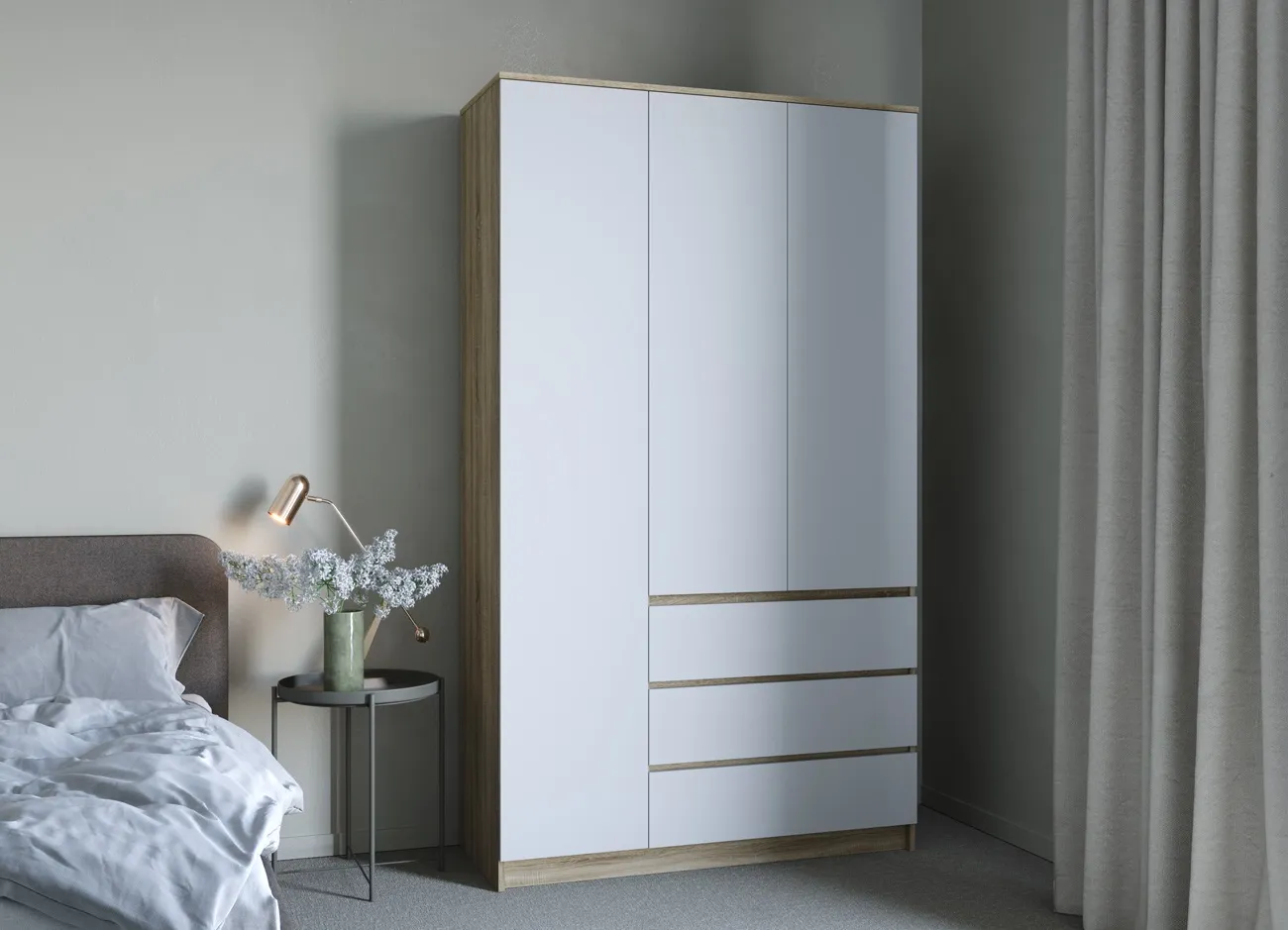 Шкаф Челси 1200 (сонома/белый глянец)