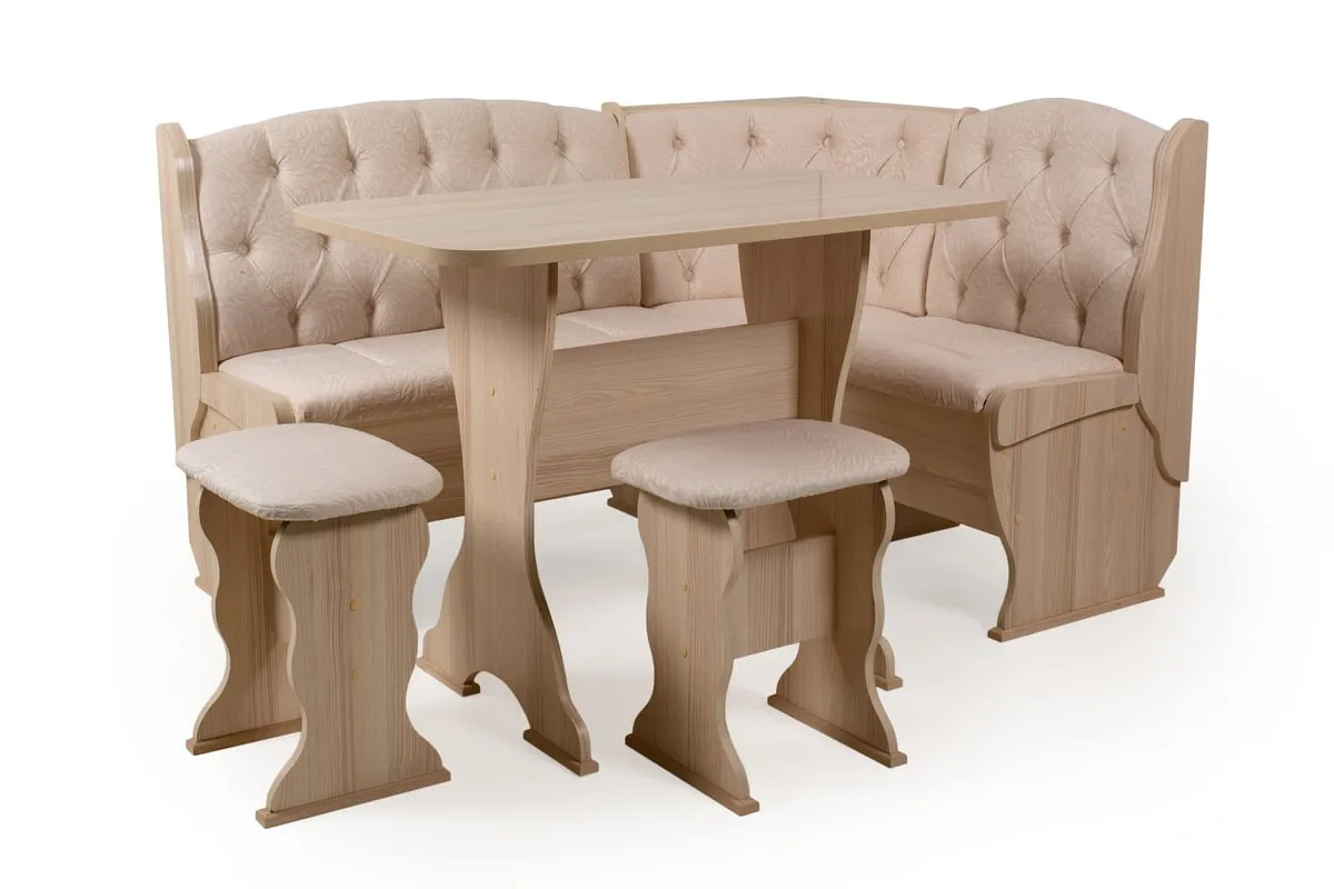 Кухонный уголок Орхидея Люкс (ясень/флок Карамель)