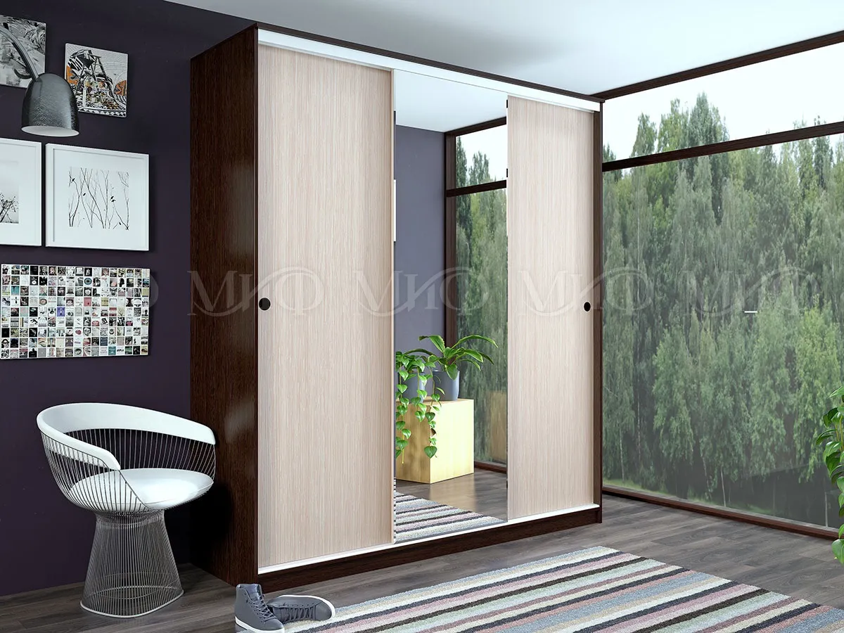 Шкаф-купе Альянс 2,0 (венге/дуб)