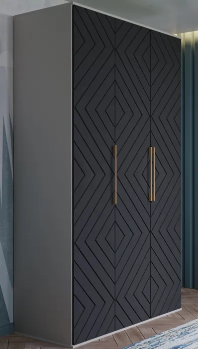 Шкаф трёхстворчатый Копенгаген (Анкор белый/серый графит)