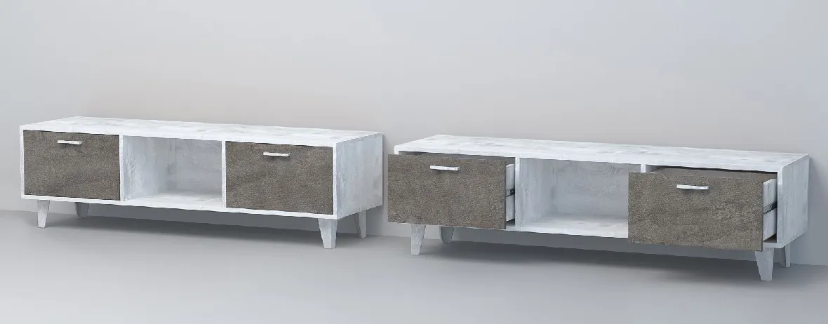 Тумба Т-3 Эго на ножках Бетон Светлый/Камень Темный