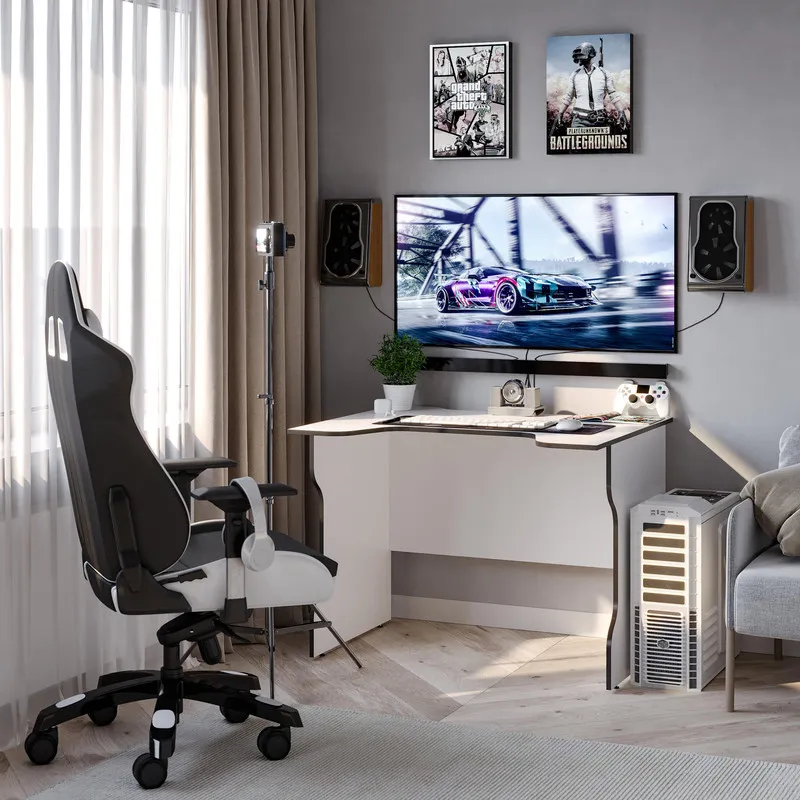 S00609 ВАРДИГ К2 стол компьютерный 100x75x82, белый/черный