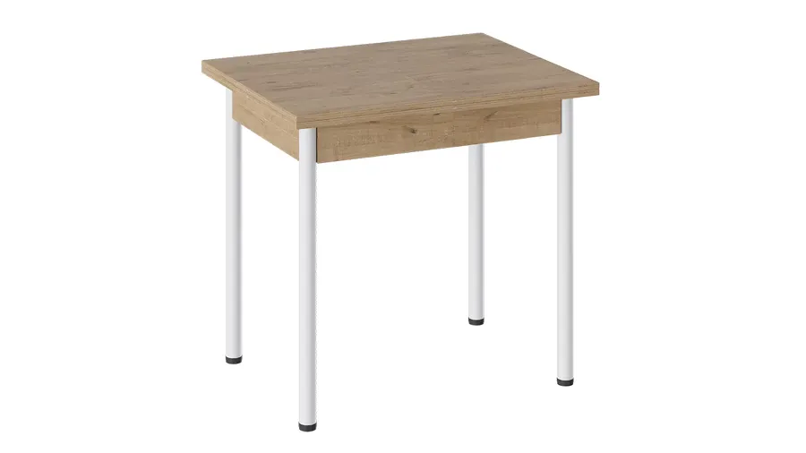 Стол  раздвижной Родос Тип 2 с опорой d40 Белый муар, Дуб Крафт золотой