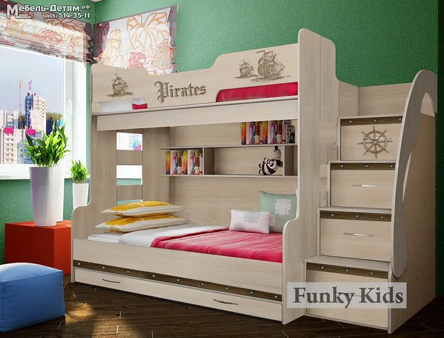 Кровать Пираты для троих детей ПР-21