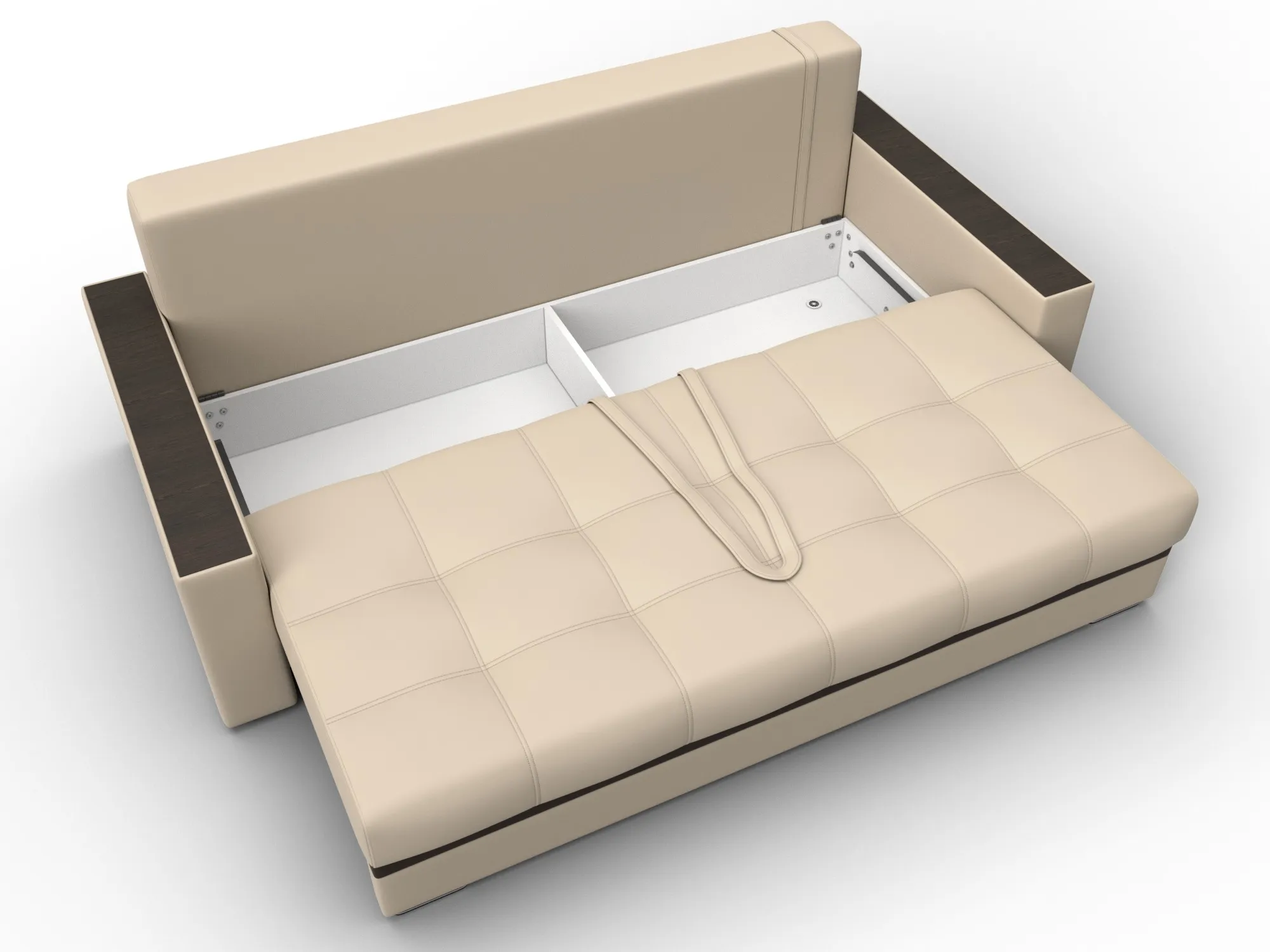 Диван прямой с декором Лига-096 НПБ ( Бежевый;Коричневый )