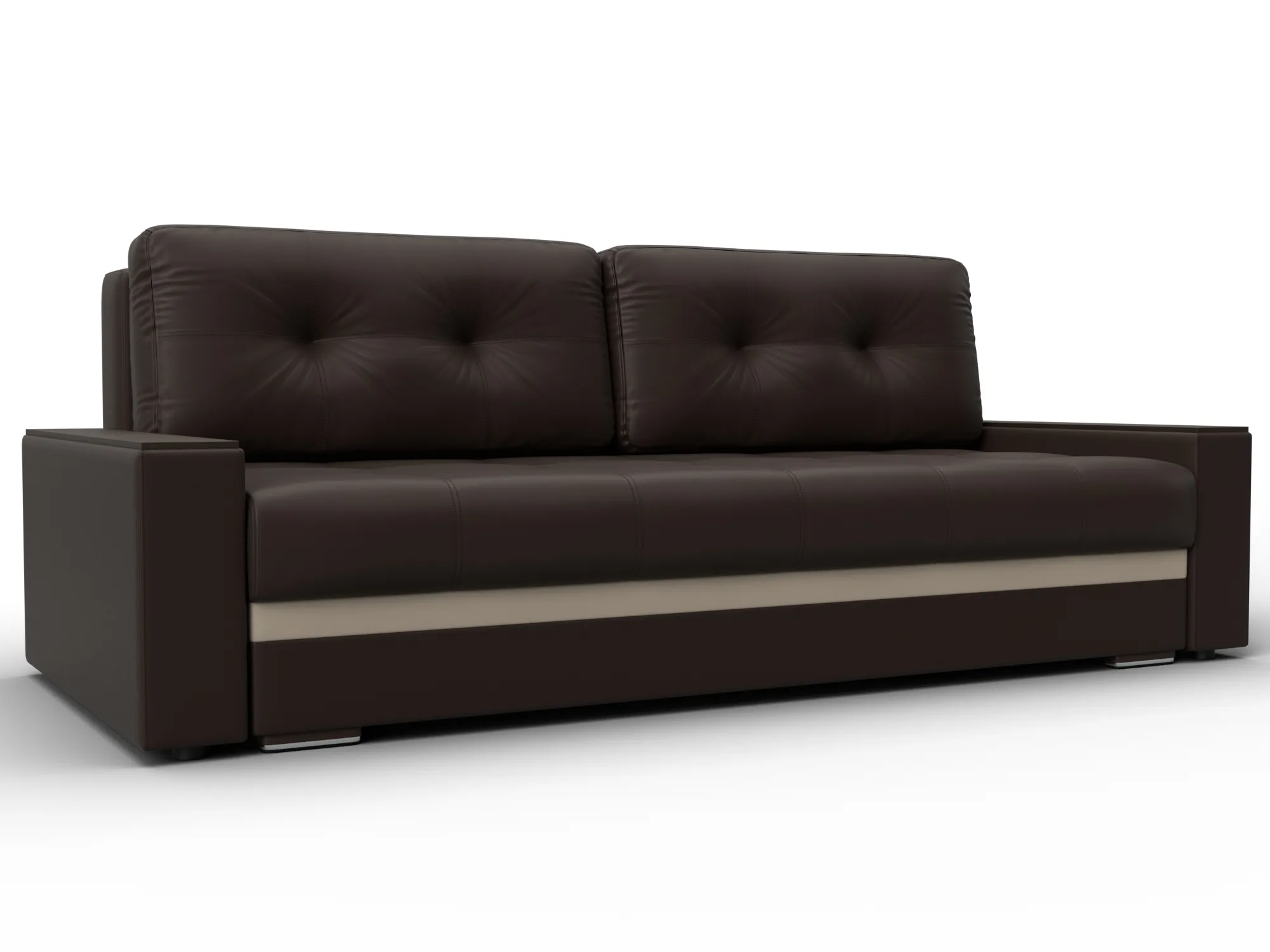 Диван прямой с декором Лига-096 НПБ ( Коричневый\Бежевый )