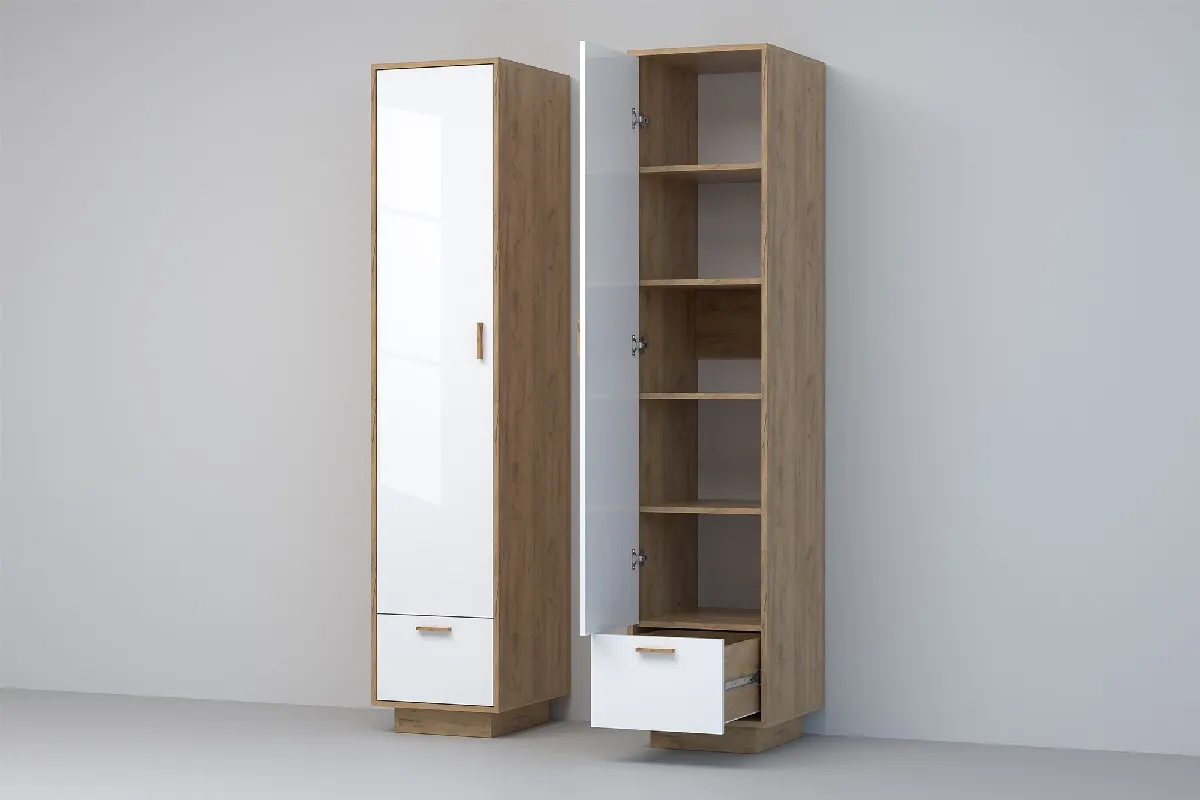 Пенал П-1 ПД Эго Дуб Крафт Золотой/Белый Глянец