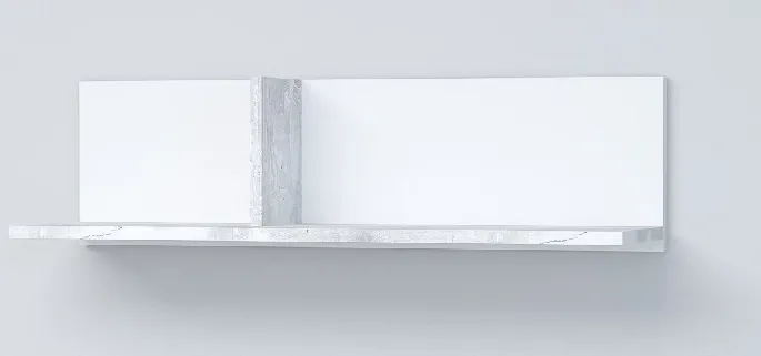 Полка ПЛ-1 Эго Бетон Светлый/Белый Глянец