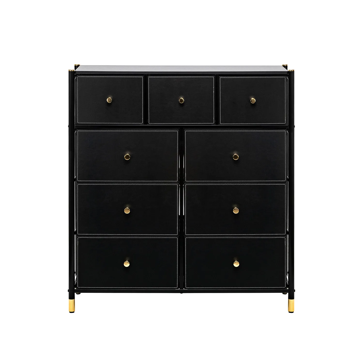 Комод Leset Нирита/Хайди, 9 ящиков, Черный (Черный/Черный)