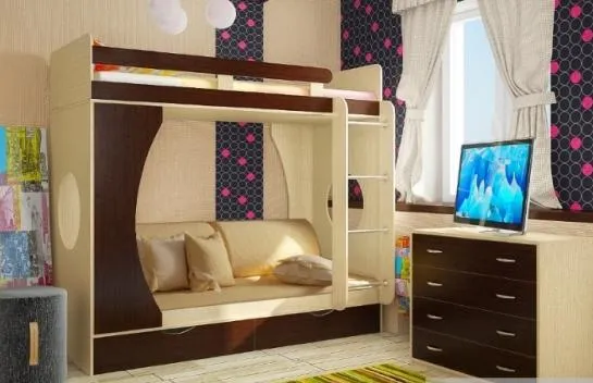 Двухъярусная кровать Фанки Кидз-2 + комод 13/5 СВ