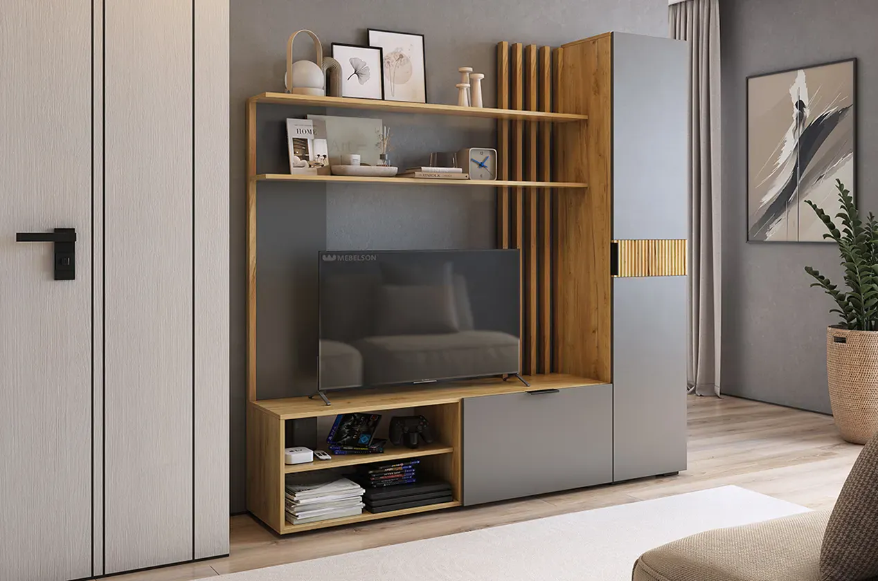 Гостиная Бери К1 дуб крафт золотой/графит