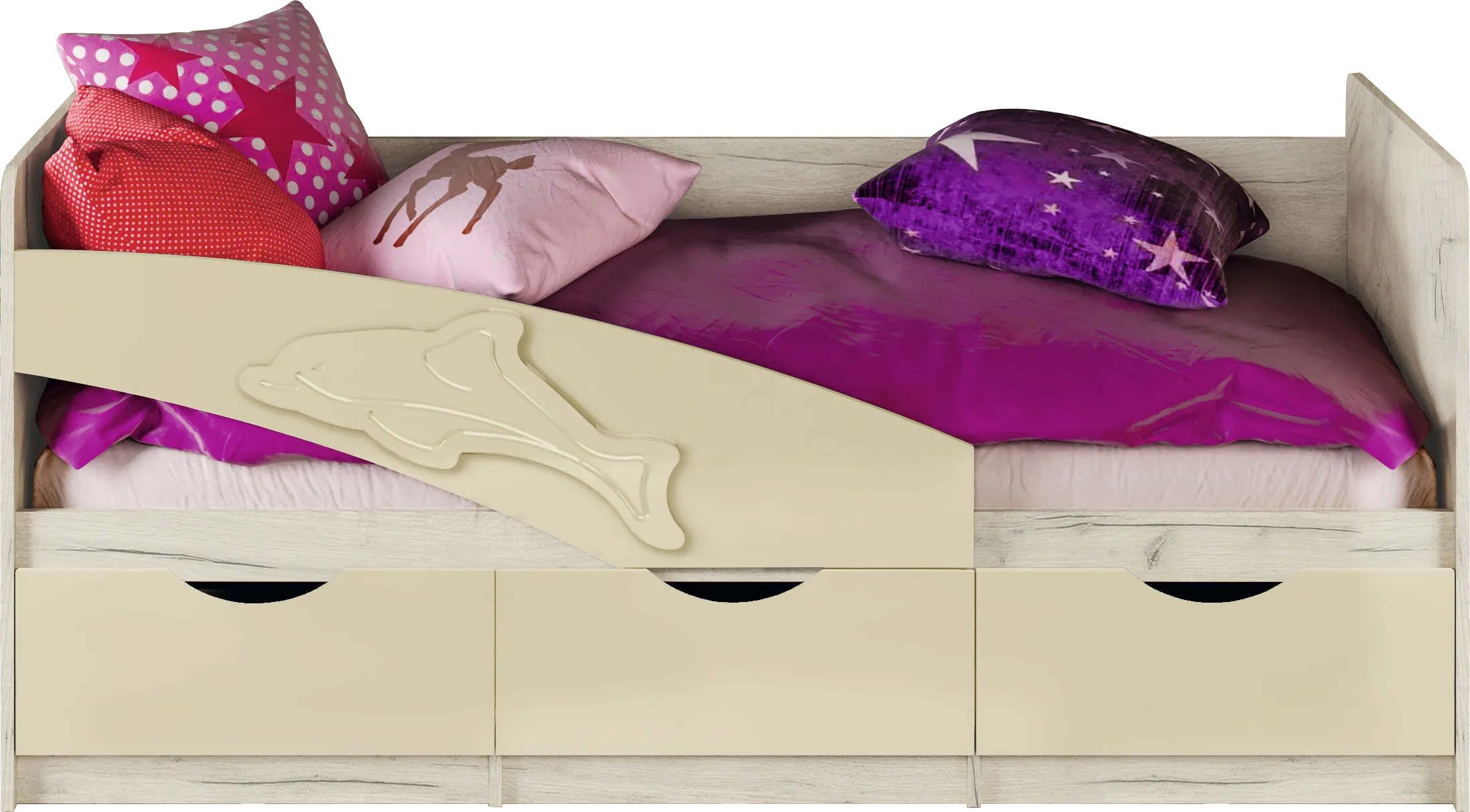 Кровать Дельфин 1,8 МДФ ваниль