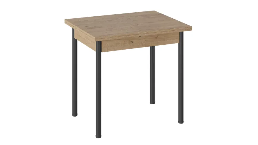 Стол  раздвижной Родос Тип 2 с опорой d40 Черный муар, Дуб Крафт золотой