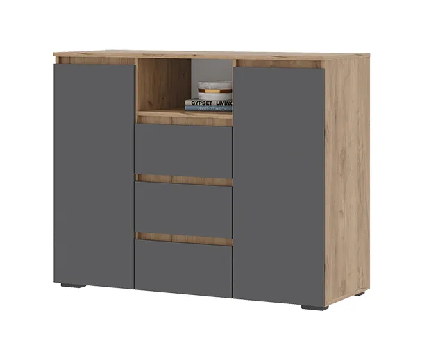 Комод Хелен КМ 01 дуб крафт золото - серый графит