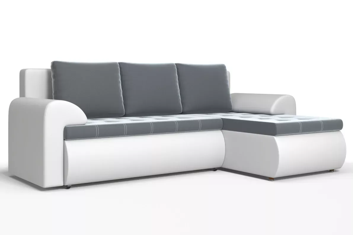 Угловой диван Ванкувер (правый) Белый, Серый