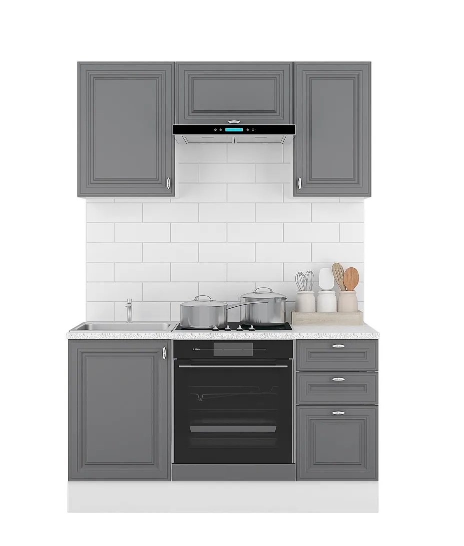 Кухня Ева 1,5 МДФ Графит Софт (стол 40 3 ящика)