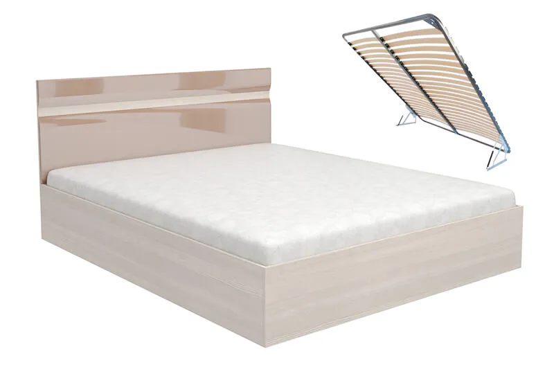 Кровать Ненси 1,6 с подъемным механизмом (ясень/капучино глянец)