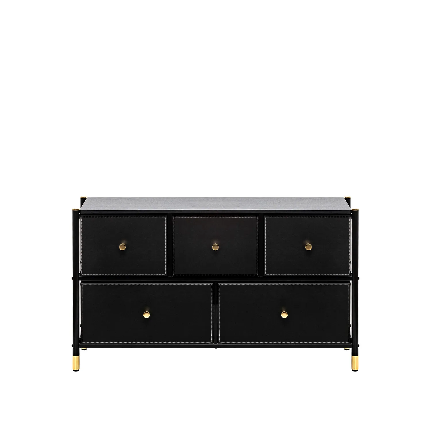 Комод Leset Нирита/Хайди широкий 5 ящиков, Черный (Черный/Черный)