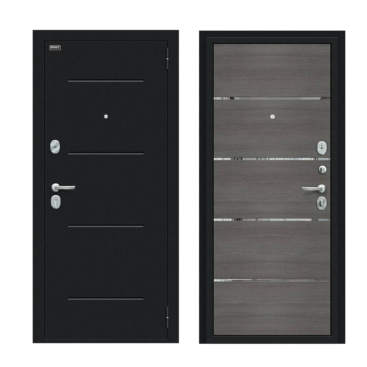 Входная металлическая дверь Лайн Букле черное/Grey Melinga