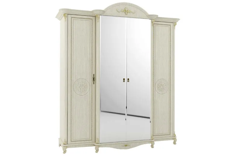Шкаф 4-х дверный Да Винчи СД-01 (белый патина)