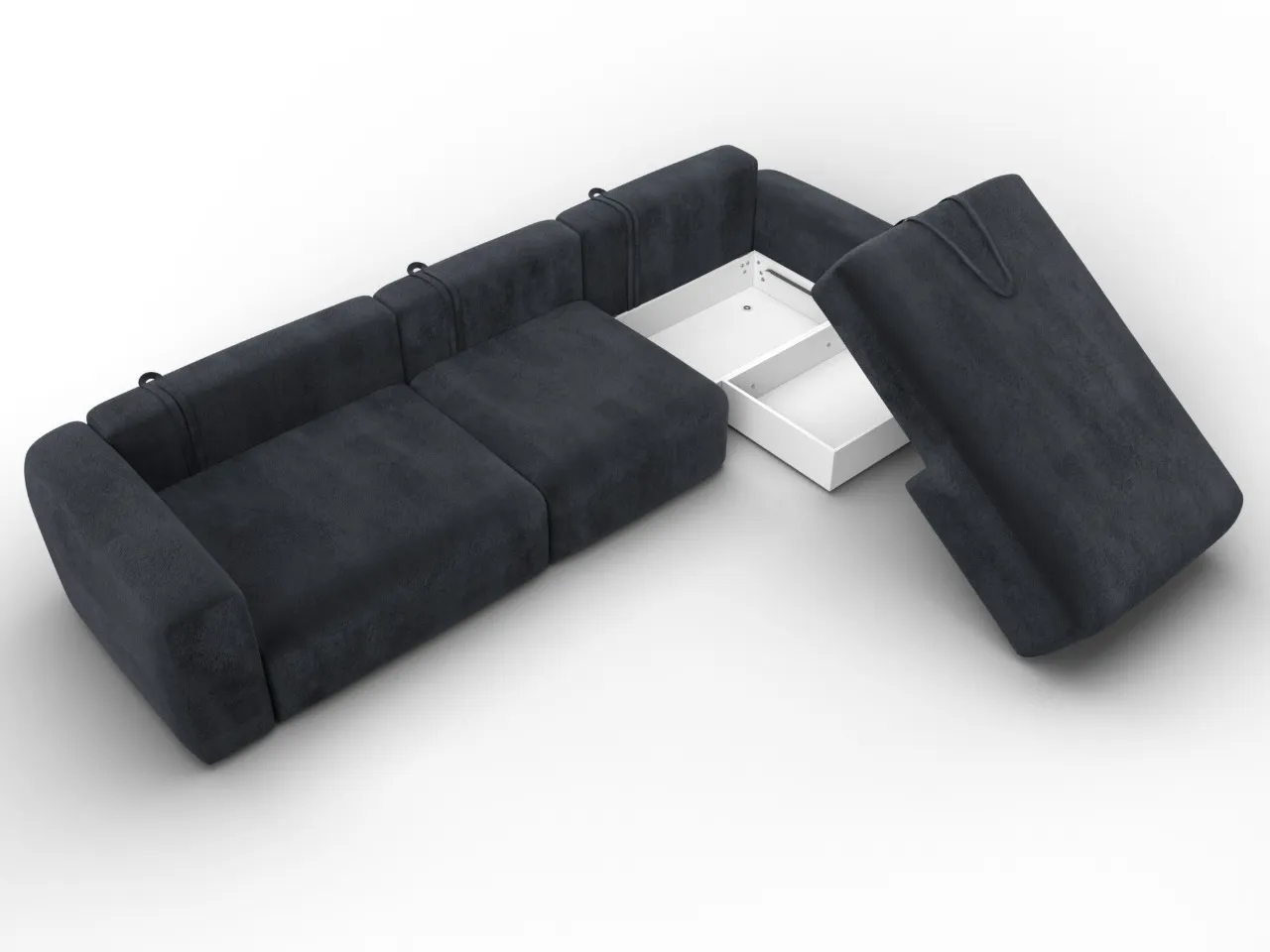 Диван угловой Лига-066 НПБ Лонг угол правый ( TOWER 11 темно-серый )