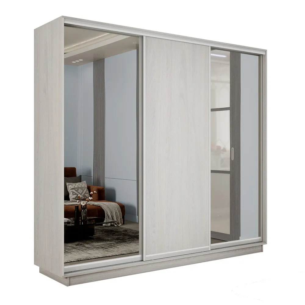 Шкаф-купе Экспресс трио 2 зеркала 2400 (Ясень Анкор светлый)